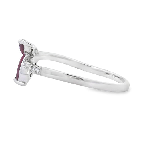 .35ct Ruby Diamond Ring 14KT White Gold Bids.com