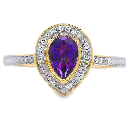 .42ct Amethyst Diamond Ring 10KT Yellow Gold Bids.com