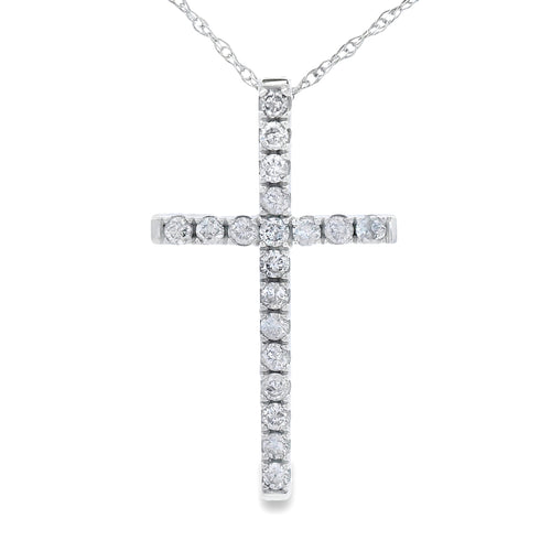 .24ct Diamond Cross Religious Pendant 14KT White Gold Bids.com