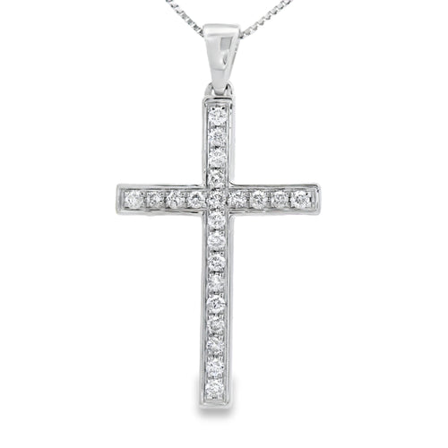 .22ct Diamond Cross Religious Pendant 14KT White Gold Bids.com