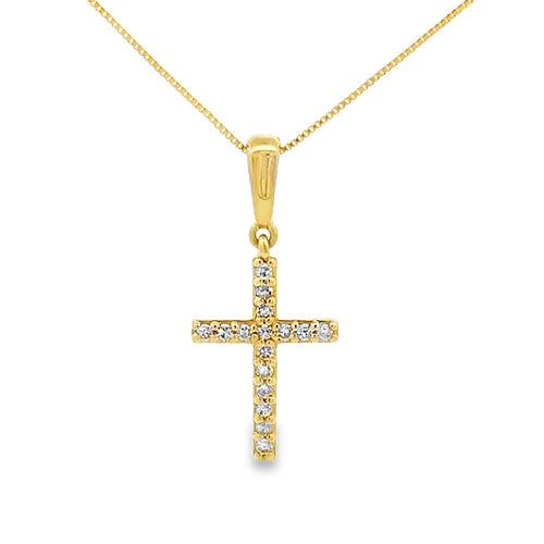 .08ct Diamond Cross Religious Pendant 10KT Yellow Gold Bids.com
