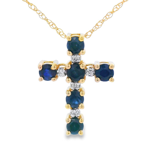 .32ct Sapphire Cross Religious Pendant 10KT Yellow Gold Bids.com