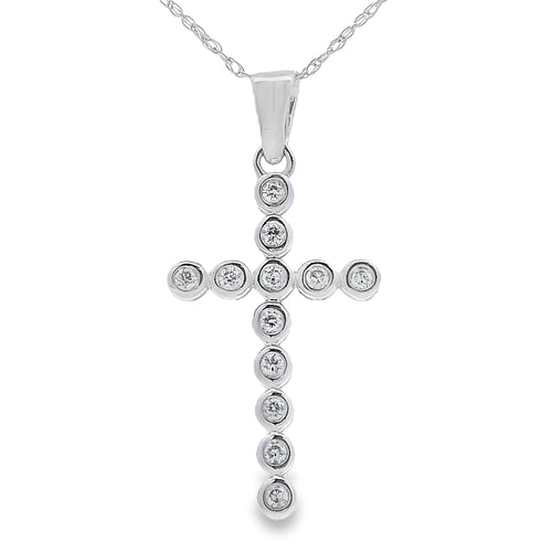 .12ct Diamond Cross Religious Pendant 14KT White Gold Bids.com