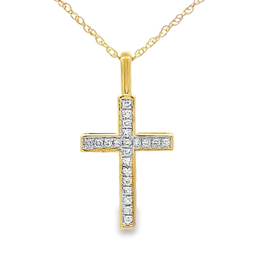 .07ct Diamond Cross Religious Pendant 10KT Yellow Gold Bids.com