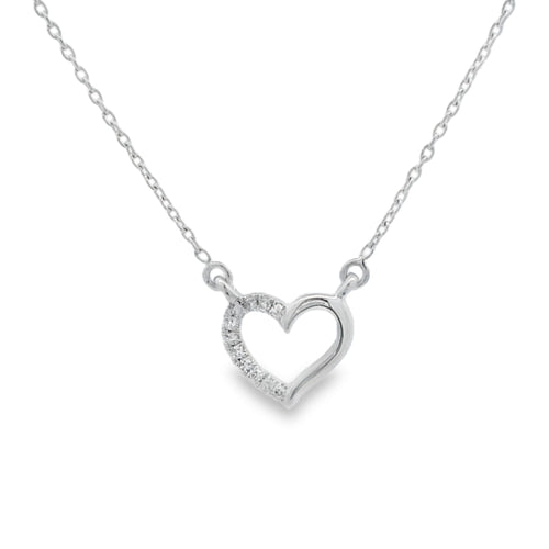 .03ct Diamond Heart Love Pendant 14KT White Gold Bids.com