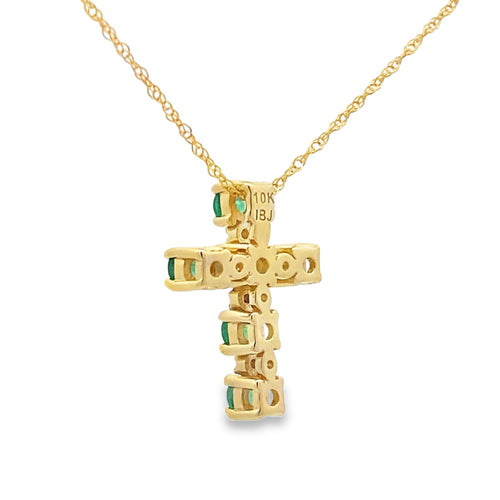 .26ct Emerald Cross Religious Pendant 10KT Yellow Gold Bids.com