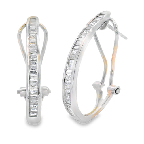 .50ct Diamond Hoop Earrings 14KT White Gold Bids.com