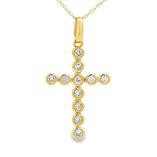 .31ct Diamond Cross Religious Pendant 14KT Yellow Gold Bids.com