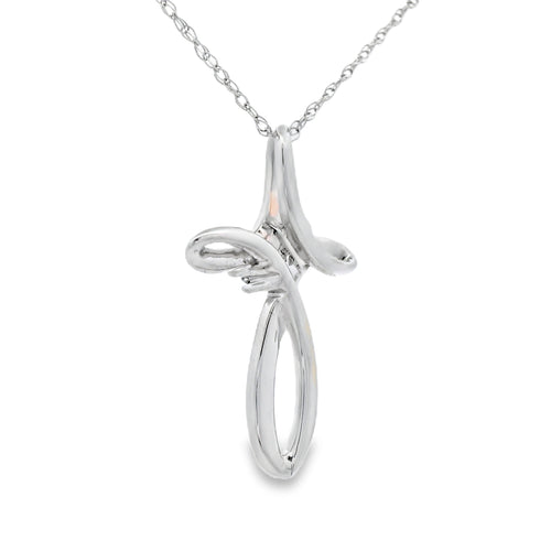 .04ct Diamond Cross Religious Pendant 14KT White Gold Bids.com