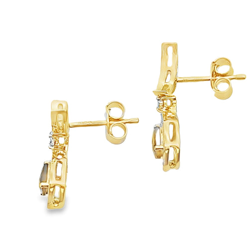 .47ct Quartz Diamond Dangle Earrings 10KT Yellow Gold Bids.com