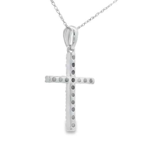 .25ct Diamond Cross Religious Pendant 14KT White Gold Bids.com
