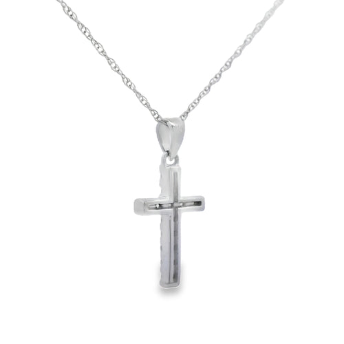.11ct Diamond Cross Religious Pendant 14KT White Gold Bids.com