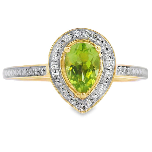 .50ct Peridot Diamond Ring 10KT Yellow Gold Bids.com