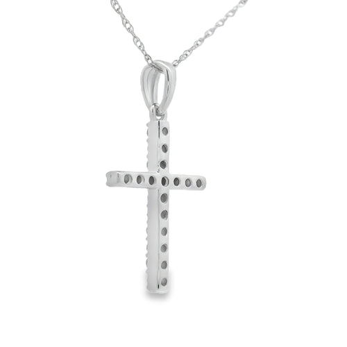 .19ct Diamond Cross Religious Pendant 14KT White Gold Bids.com