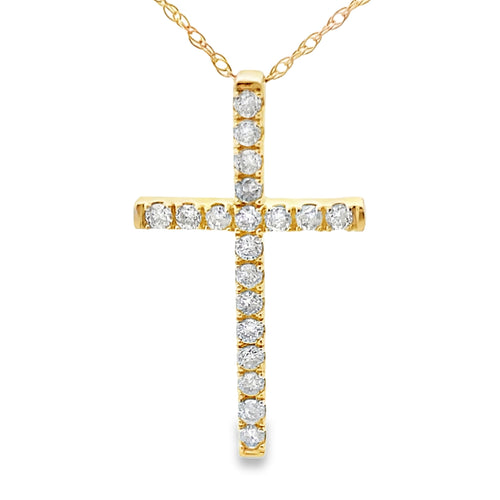.24ct Diamond Cross Religious Pendant 14KT Yellow Gold Bids.com