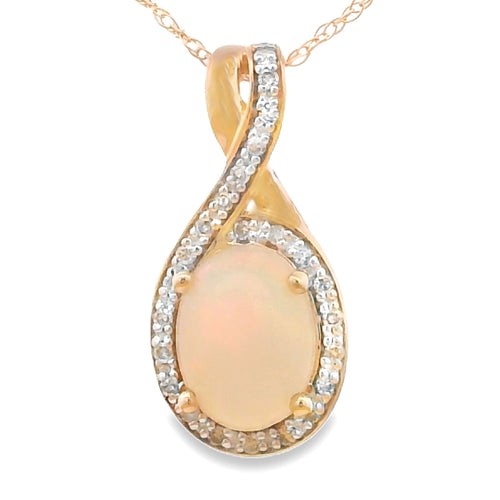 .11ct Opal Diamond Fashion Pendants 14KT Yellow Gold Bids.com