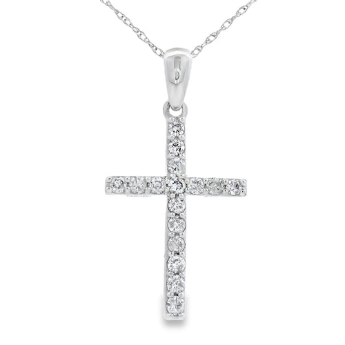 .30ct Diamond Cross Religious Pendant 14KT White Gold Bids.com