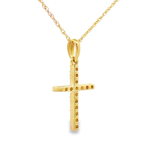 .11ct Diamond Cross Religious Pendant 14KT Yellow Gold Bids.com