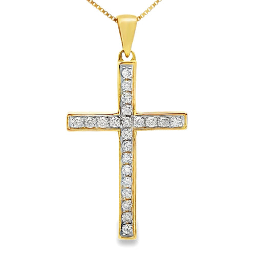 .22ct Diamond Cross Religious Pendant 14KT Yellow Gold Bids.com