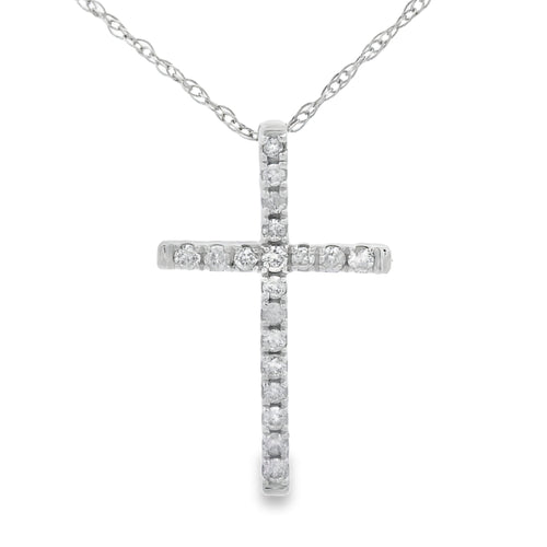 .11ct Diamond Cross Religious Pendant 14KT White Gold Bids.com