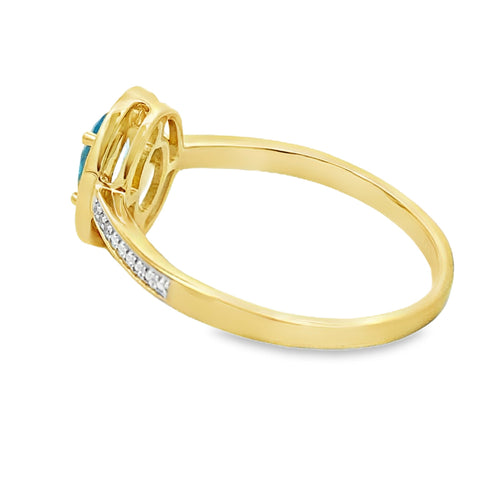 .49ct Blue Topaz Diamond Ring 10KT Yellow Gold Bids.com