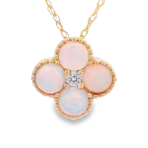 .01ct Opal Diamond Fashion Pendants 14KT Yellow Gold Bids.com