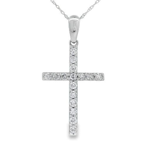 .45ct Diamond Cross Religious Pendant 14KT White Gold Bids.com