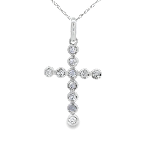 .31ct Diamond Cross Religious Pendant 14KT White Gold Bids.com