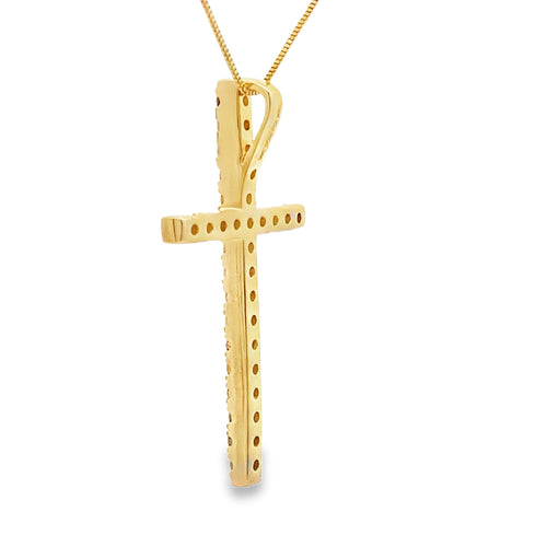 .38ct Diamond Cross Religious Pendant 14KT Yellow Gold Bids.com