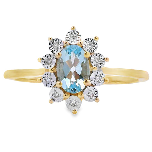 .43ct Aquamarine Diamond Ring 10KT Yellow Gold Bids.com