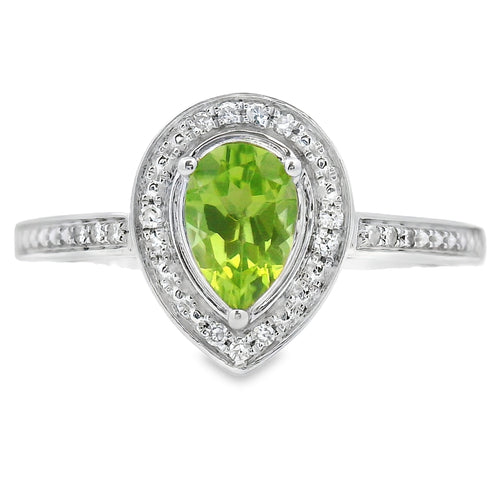 .50ct Peridot Diamond Ring 10KT White Gold Bids.com