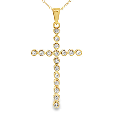 .17ct Diamond Cross Religious Pendant 14KT Yellow Gold Bids.com