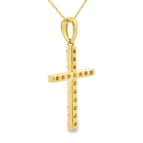 .45ct Diamond Cross Religious Pendant 14KT Yellow Gold Bids.com
