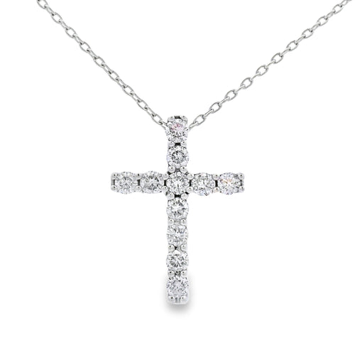 .35ct Diamond Cross Religious Pendant 14KT White Gold Bids.com