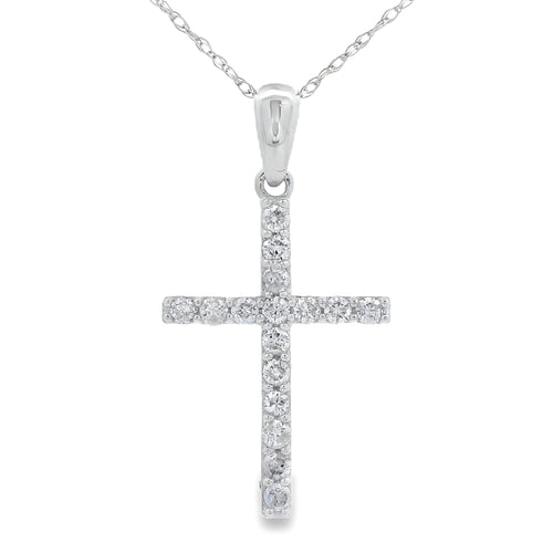 .25ct Diamond Cross Religious Pendant 14KT White Gold Bids.com