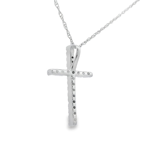.11ct Diamond Cross Religious Pendant 14KT White Gold Bids.com