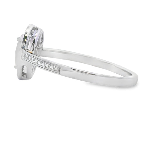 .44ct Rose Quartz Diamond Ring 10KT White Gold Bids.com