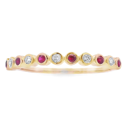 .13ct Ruby Diamond stackable band set 14KT Yellow Gold Bids.com