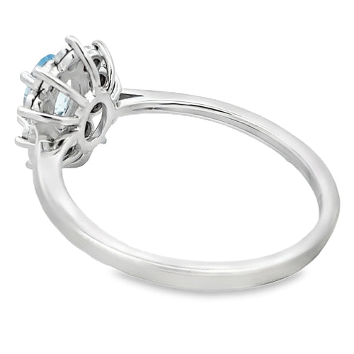 .43ct Aquamarine Diamond Ring 10KT White Gold Bids.com