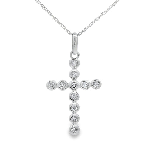 .15ct Diamond Cross Religious Pendant 14KT White Gold Bids.com
