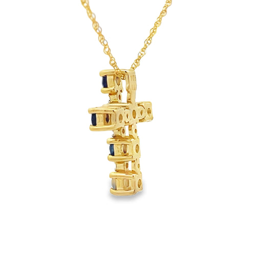 .32ct Sapphire Cross Religious Pendant 10KT Yellow Gold Bids.com