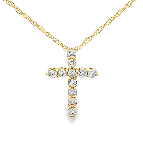 .12ct Diamond Cross Religious Pendant 14KT Yellow Gold Bids.com