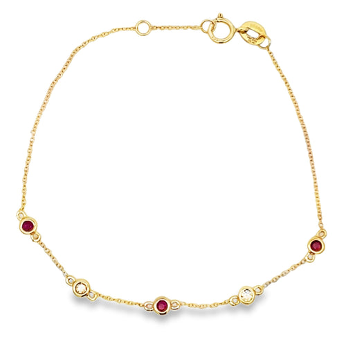 .25ct Ruby Diamond Bracelet 14KT Yellow Gold Bids.com