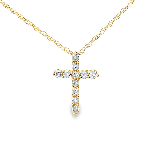 .11ct Diamond Cross Religious Pendant 14KT Yellow Gold Bids.com