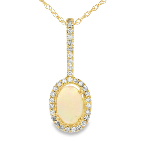 .10ct Opal Diamond Fashion Pendants 10KT Yellow Gold Bids.com