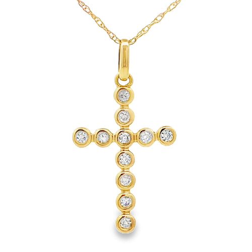.15ct Diamond Cross Religious Pendant 14KT Yellow Gold Bids.com