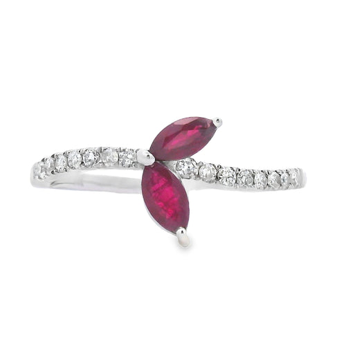.35ct Ruby Diamond Ring 14KT White Gold Bids.com