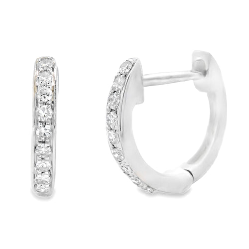 .09ct Diamond Hoop Earrings 10KT White Gold Bids.com
