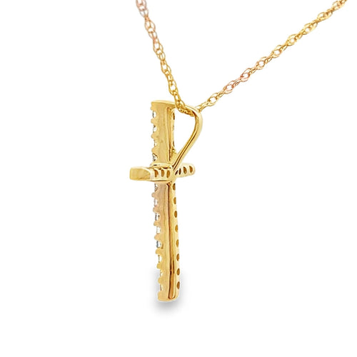 .10ct Diamond Cross Religious Pendant 14KT Yellow Gold Bids.com
