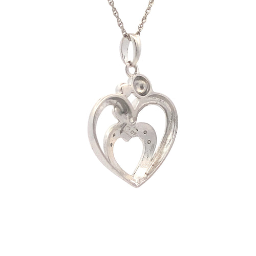 .10ct Diamond Heart Love Pendant Sterling Silver Bids.com